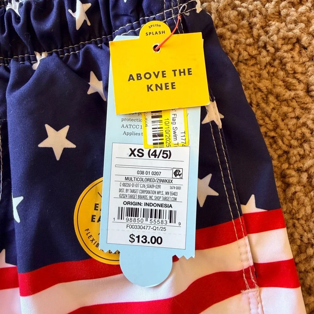 Baby Cat & Jack Patriotic Stripe UPF50+ Swim Trunks Shorts Infant 6-9M NEW NWT